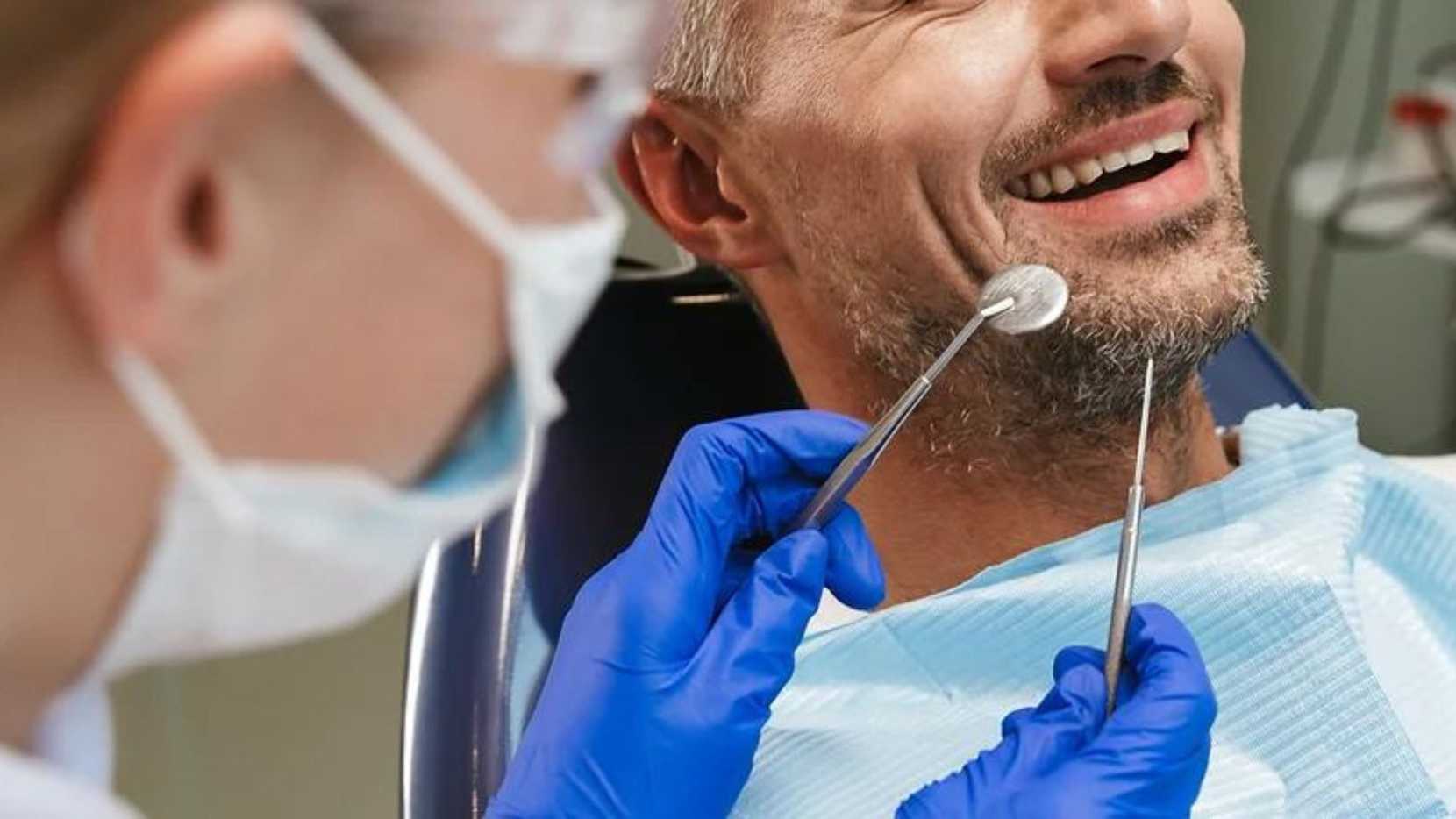 Patient being examined by dentist