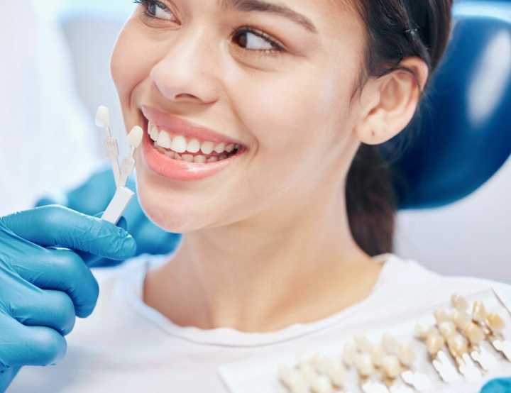 Client choosing tooth crown