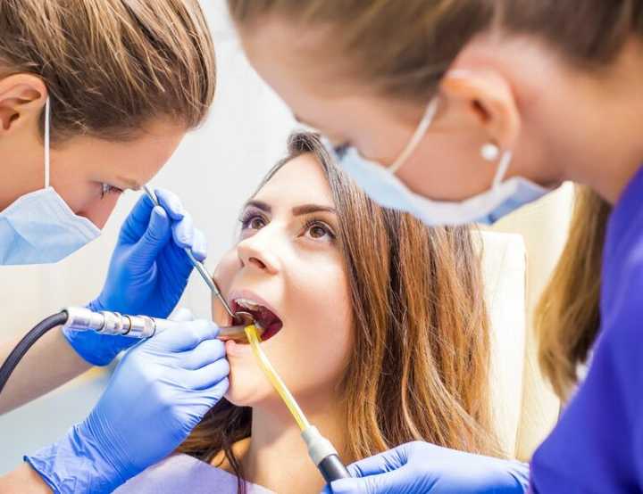 Client about to receive a dental filling